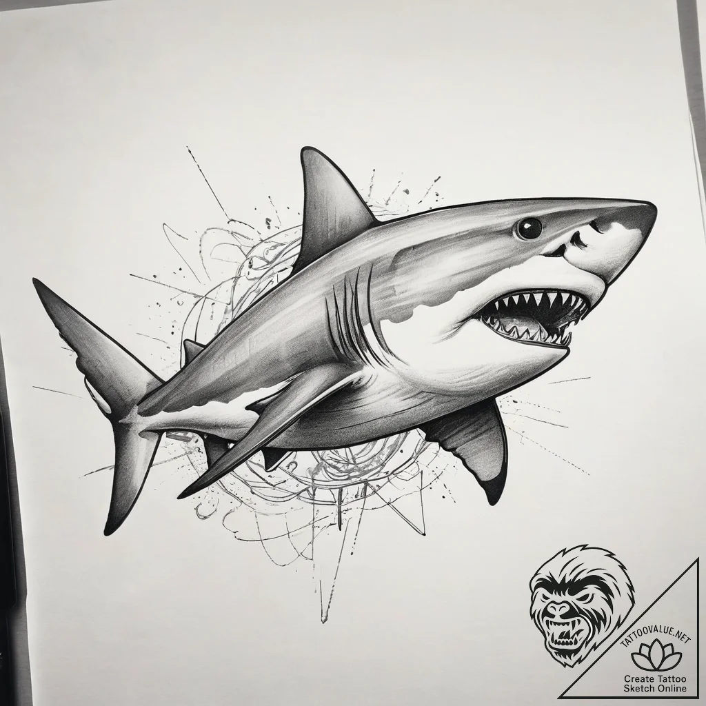 Tattoo sketch bull shark, artistic tattoo ske... - tattoo sketch (№1757940877_0, 15.09.2025 12:54) — tattoovalue.net
