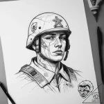 Tattoo sketch soldier with a document, tattoo… – tattoo sketch (№1757941074_0, 15.09.2025 12:57) — tattoovalue.net