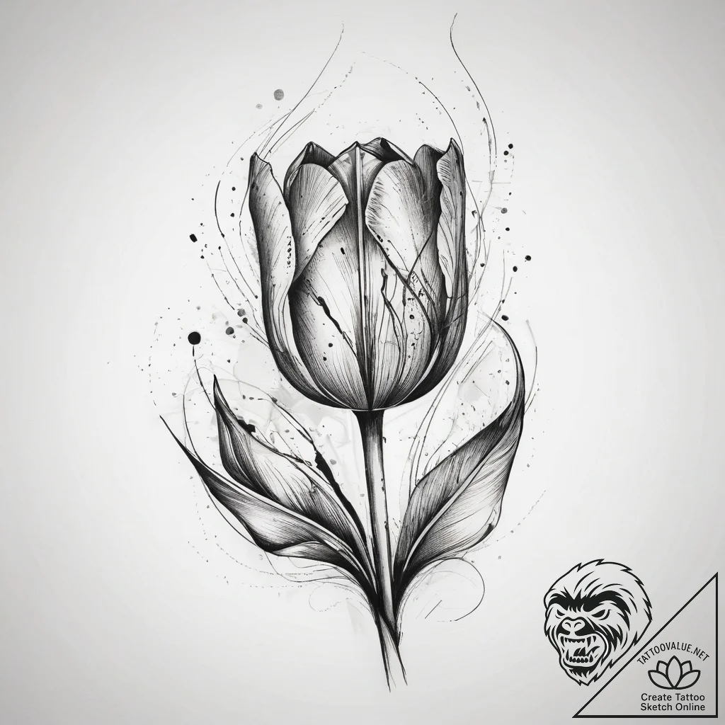 Tattoo sketch tulip, tattoo line art, muted c... - tattoo sketch (№1757942841_0, 15.09.2025 13:27) — tattoovalue.net