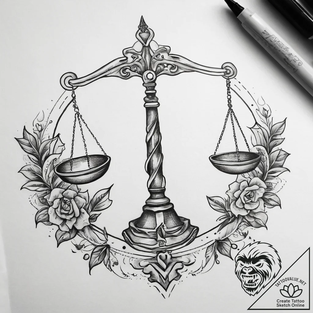 Tattoo sketch libra zodiac symbol, tattoo dra... - tattoo sketch (№1757943629_0, 15.09.2025 13:40) — tattoovalue.net