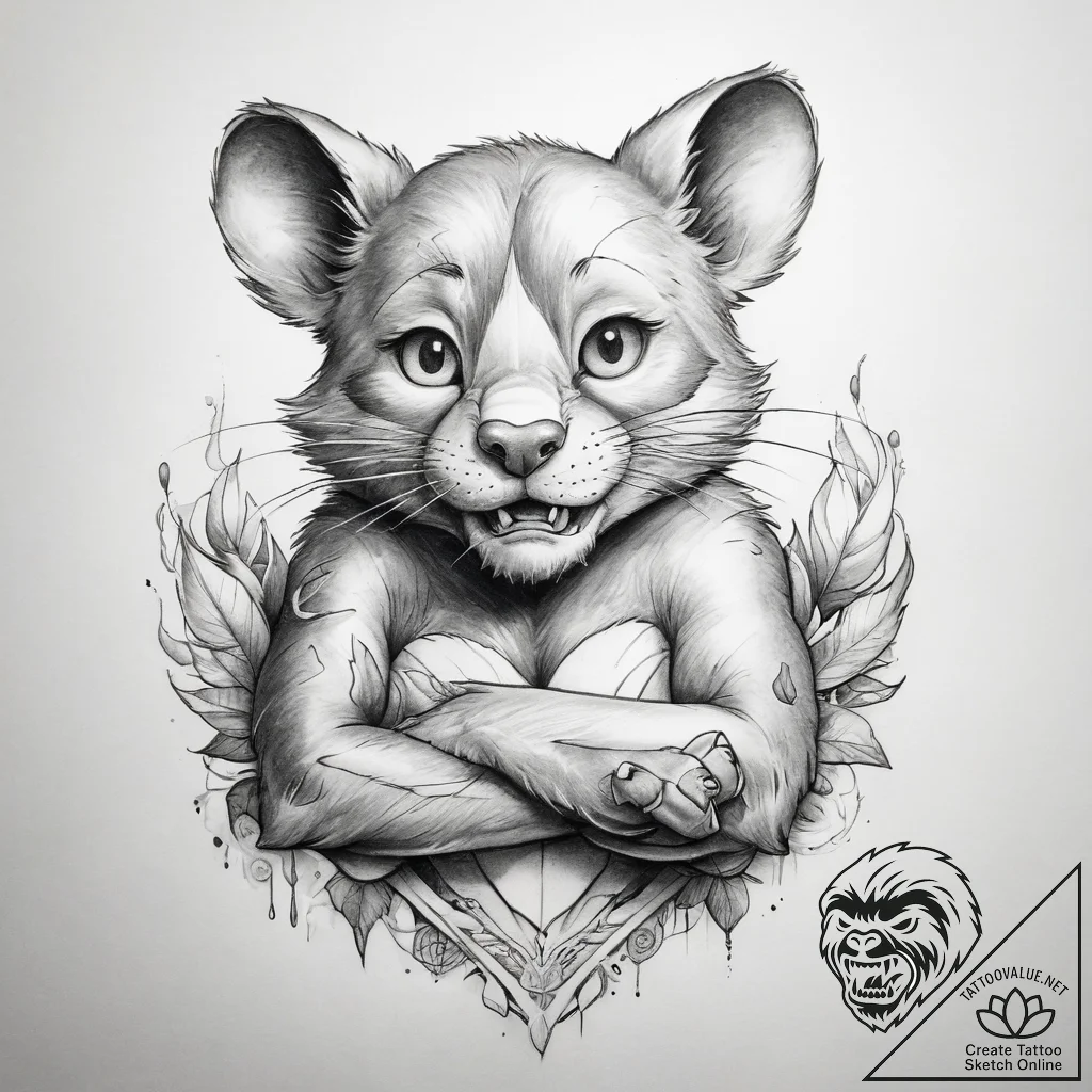 Tattoo sketch tom and jerry with a bear - tattoo sketch (№1757945207_0, 15.09.2025 14:06) — tattoovalue.net