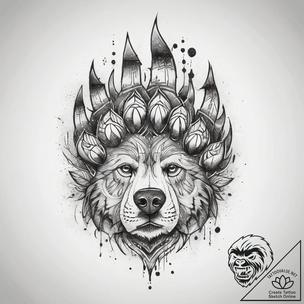 Tattoo sketch spirit animal bear paw, tattoo... - tattoo sketch (№1757945607_0, 15.09.2025 14:13) — tattoovalue.net