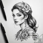 Tattoo sketch graceful woman, artistic tattoo… – tattoo sketch (№1757947355_0, 15.09.2025 14:42) — tattoovalue.net