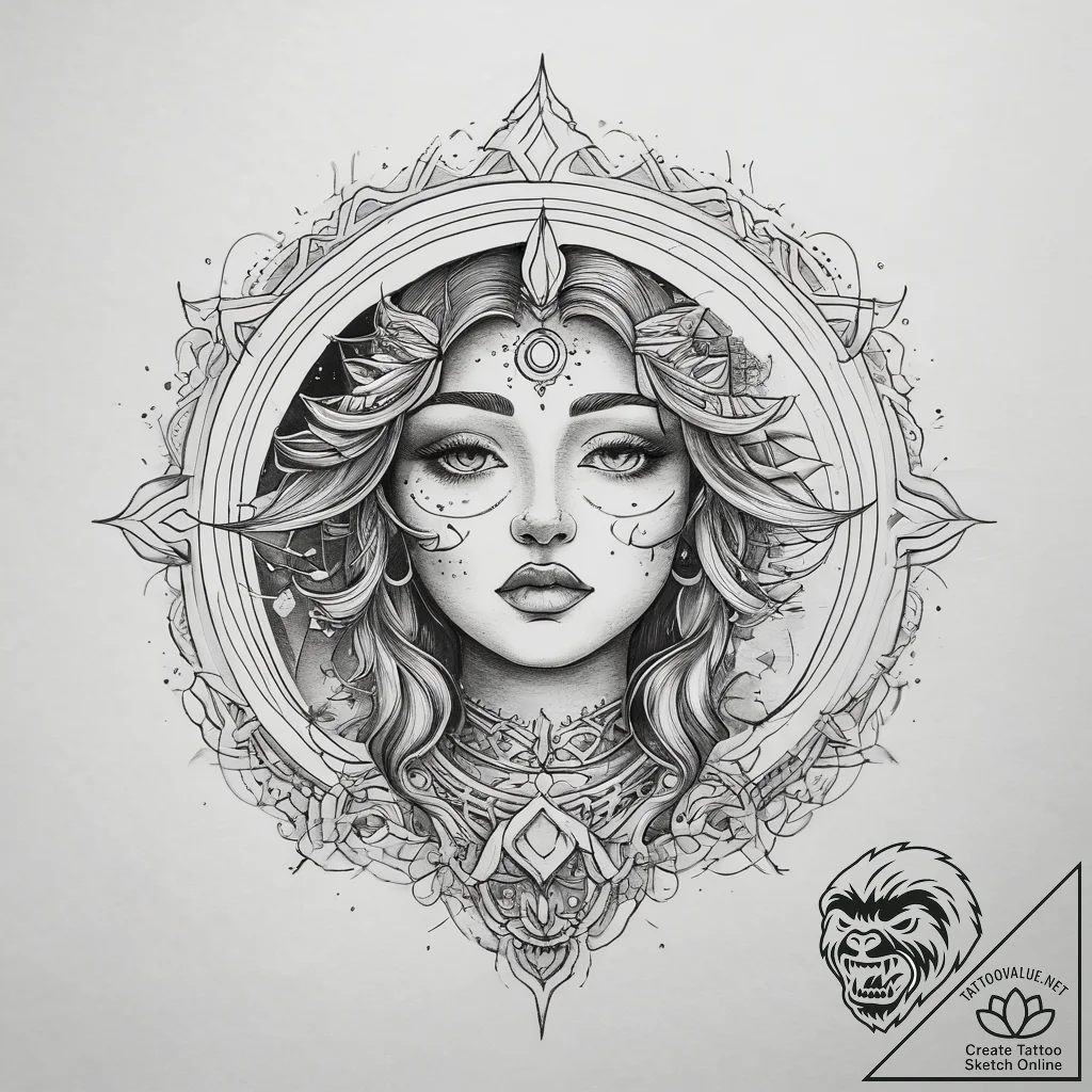 Tattoo sketch узор в виде черепа с луной, tat... - tattoo sketch (№1757947550_0, 15.09.2025 14:45) — tattoovalue.net
