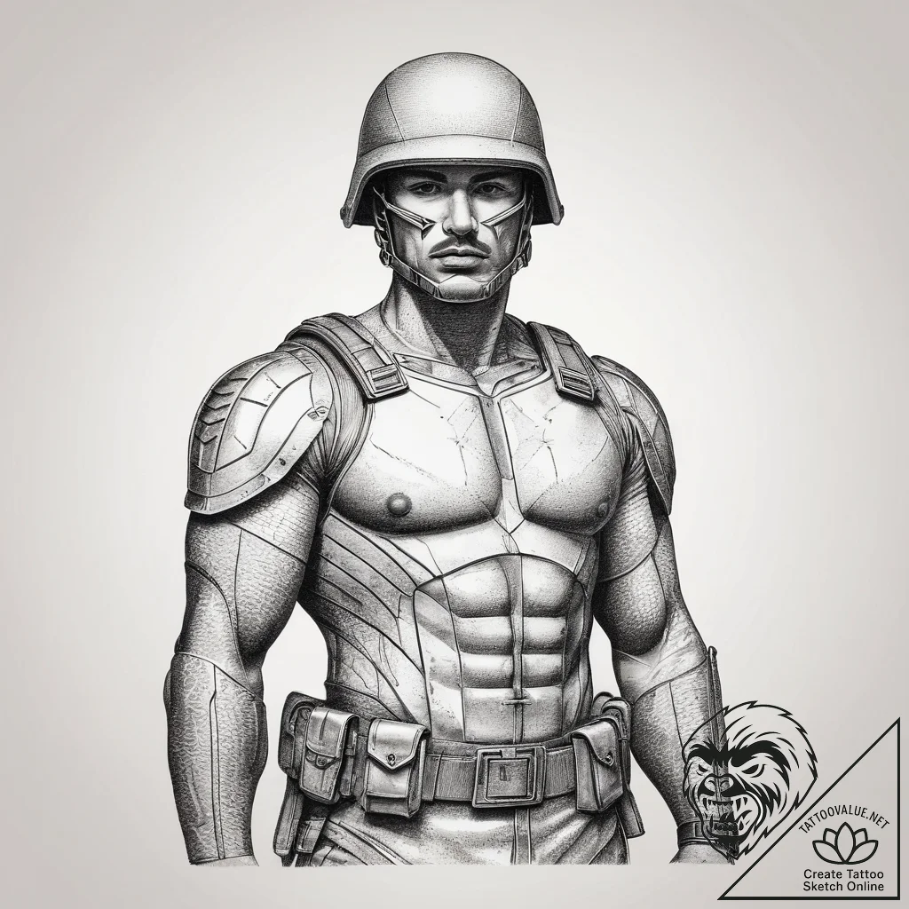 Tattoo sketch soldier with a pen, tattoo draw... - tattoo sketch (№1757948740_0, 15.09.2025 15:05) — tattoovalue.net