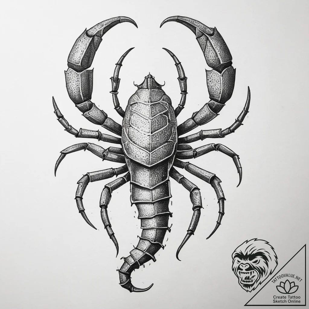 Tattoo sketch скорпион, ink illustration for... - tattoo sketch (№1757949528_0, 15.09.2025 15:18) — tattoovalue.net