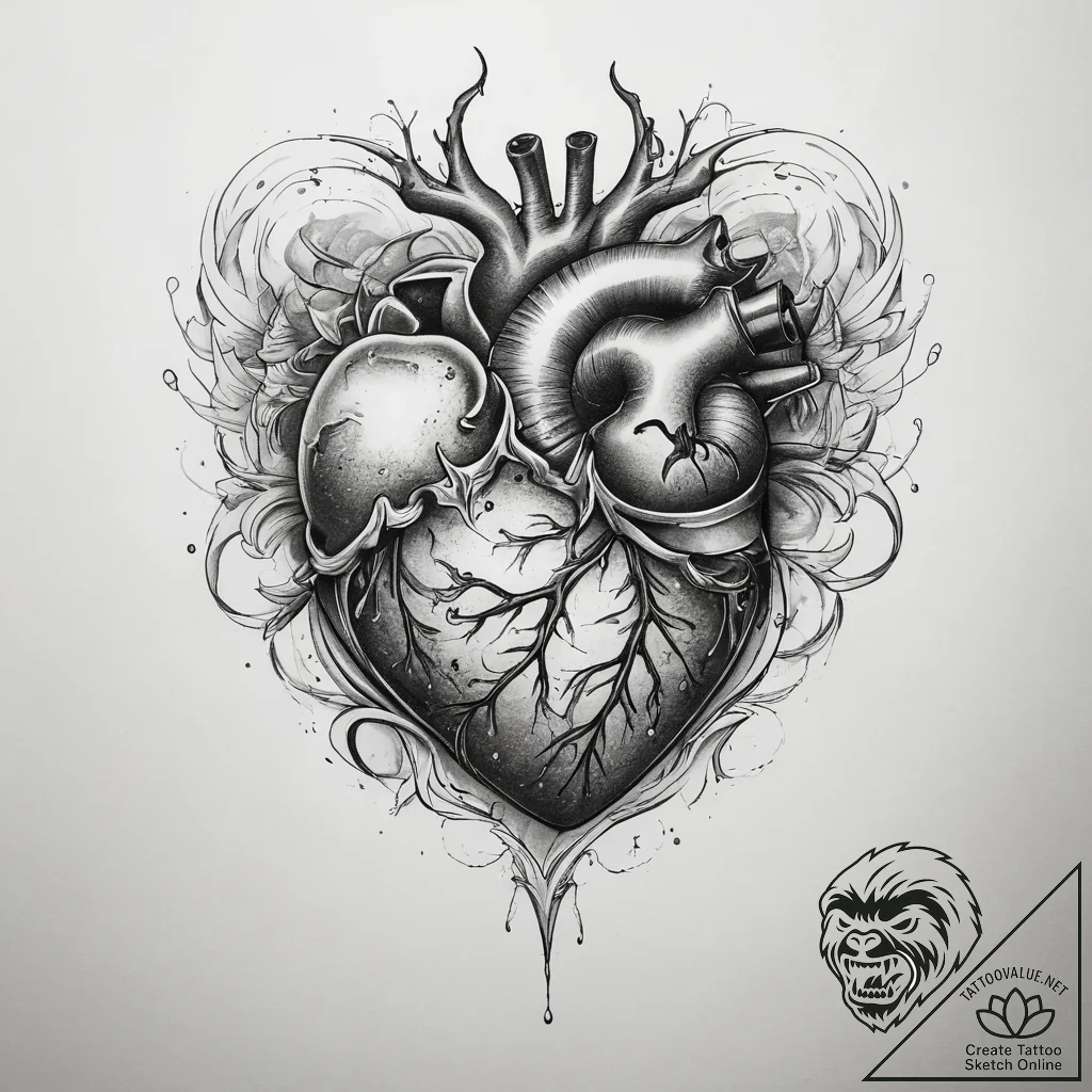 Tattoo sketch heart tattoo - tattoo sketch (№1757949920_0, 15.09.2025 15:25) — tattoovalue.net