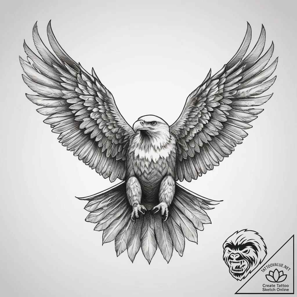 Tattoo sketch eagle flying, tattoo drawing ou... - tattoo sketch (№1757951094_0, 15.09.2025 15:44) — tattoovalue.net