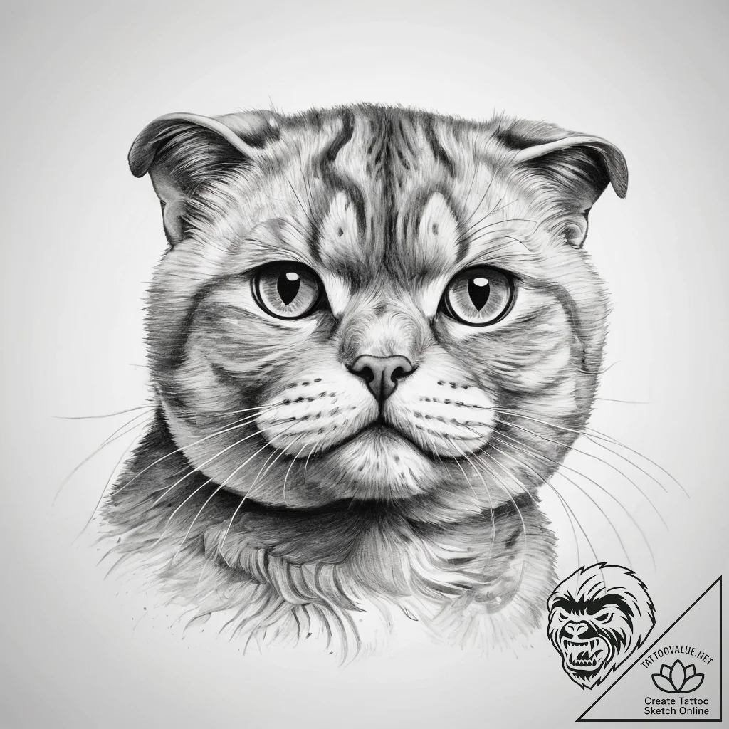 Tattoo sketch scottish fold - tattoo sketch (№1757951681_0, 15.09.2025 15:54) — tattoovalue.net