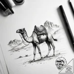 Tattoo sketch desert exploration with a camel – tattoo sketch (№1757952852_0, 15.09.2025 16:14) — tattoovalue.net