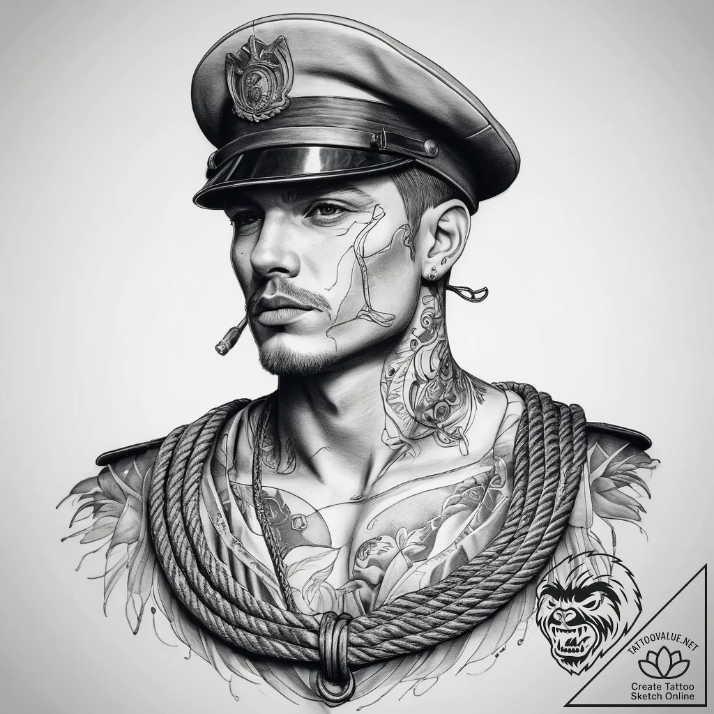 Tattoo sketch soldier with a rope, tattoo dra... - tattoo sketch (№1757955621_0, 15.09.2025 17:00) — tattoovalue.net