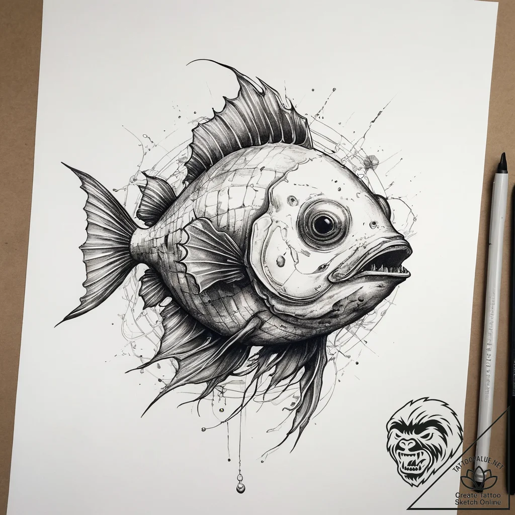 Tattoo sketch deep-sea anglerfish, concept ar... - tattoo sketch (№1757955823_0, 15.09.2025 17:03) — tattoovalue.net