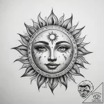 Tattoo sketch sun face – tattoo sketch (№1757956216_0, 15.09.2025 17:10) — tattoovalue.net