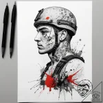 Tattoo sketch soldier with a thread, tattoo l… – tattoo sketch (№1757957000_0, 15.09.2025 17:23) — tattoovalue.net