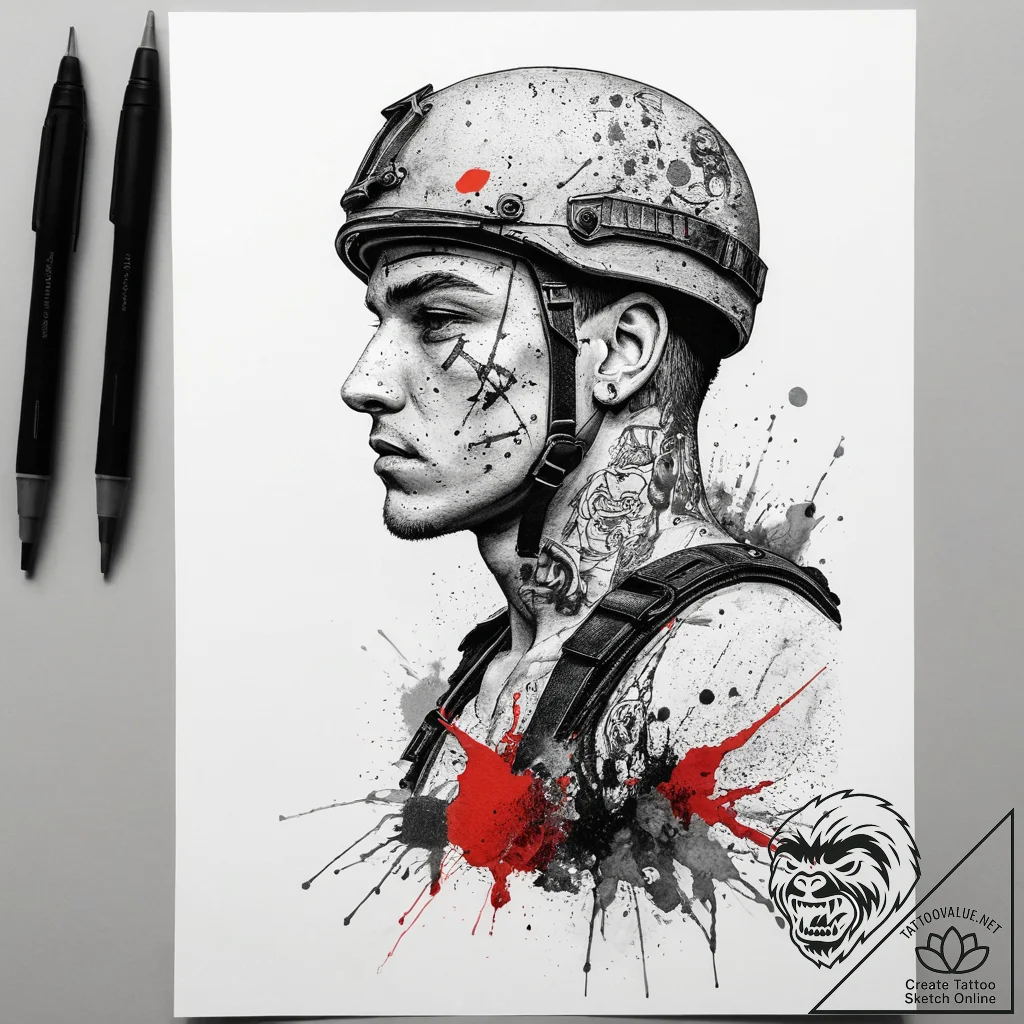 Tattoo sketch soldier with a thread, tattoo l... - tattoo sketch (№1757957000_0, 15.09.2025 17:23) — tattoovalue.net