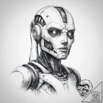 Tattoo sketch sci-fi robot – tattoo sketch (№1757957395_0, 15.09.2025 17:29) — tattoovalue.net