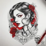 Tattoo sketch detective a person with a magni… – tattoo sketch (№1757957795_0, 15.09.2025 17:36) — tattoovalue.net