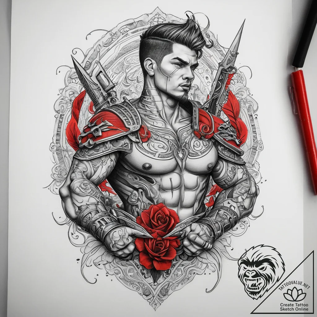 Tattoo sketch soldier with a scissors, tattoo... - tattoo sketch (№1757958185_0, 15.09.2025 17:43) — tattoovalue.net