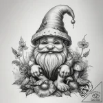 Tattoo sketch gnome on a mushroom, tattoo ske… – tattoo sketch (№1757958583_0, 15.09.2025 17:49) — tattoovalue.net