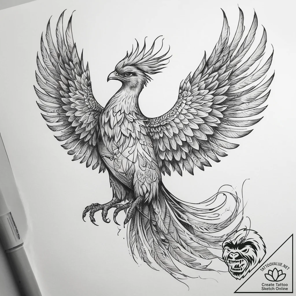 Tattoo sketch phoenix, tattoo drawing outline... - tattoo sketch (№1757959566_0, 15.09.2025 18:06) — tattoovalue.net