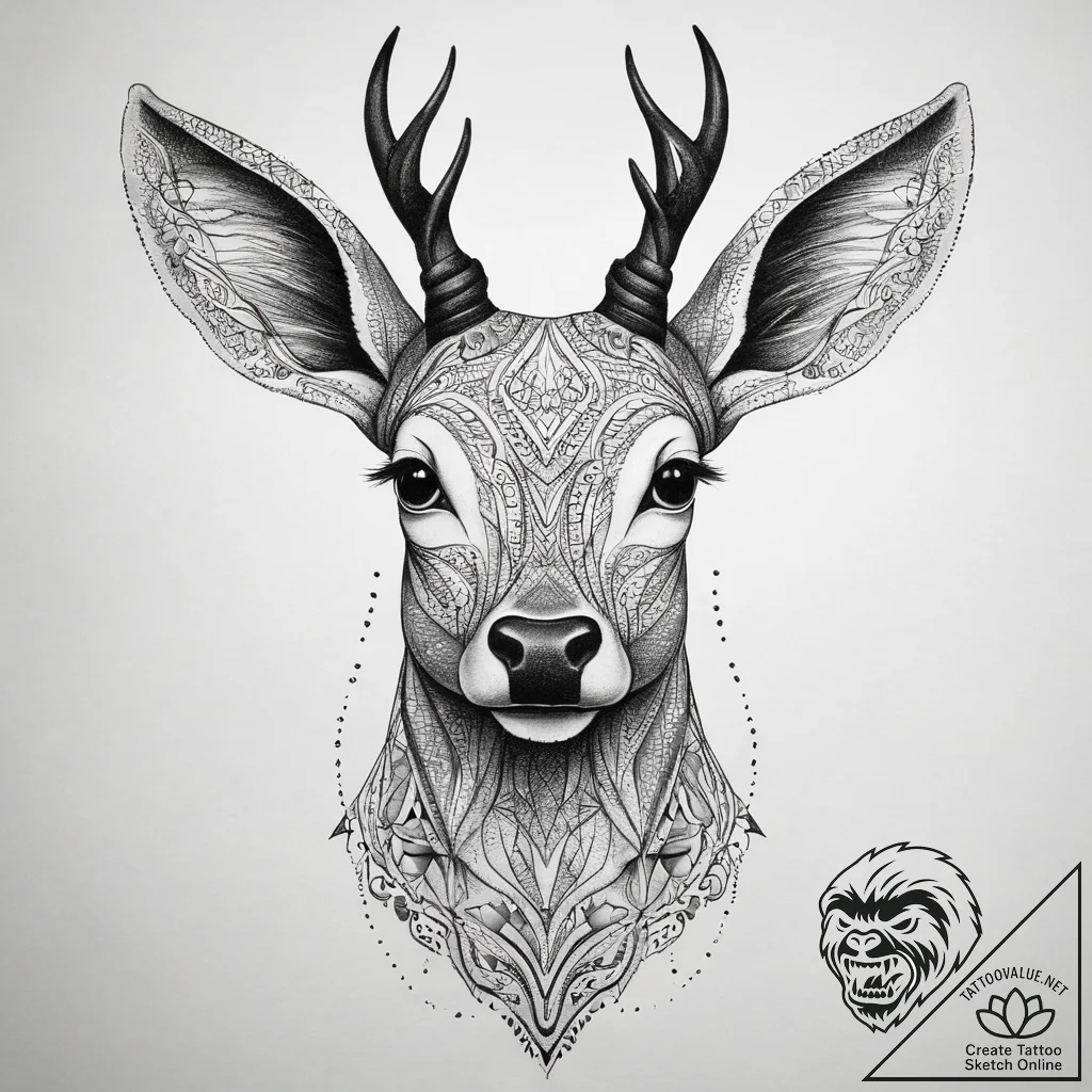 Tattoo sketch elegant doe tattoo, tattoo sket... - tattoo sketch (№1757960547_0, 15.09.2025 18:22) — tattoovalue.net