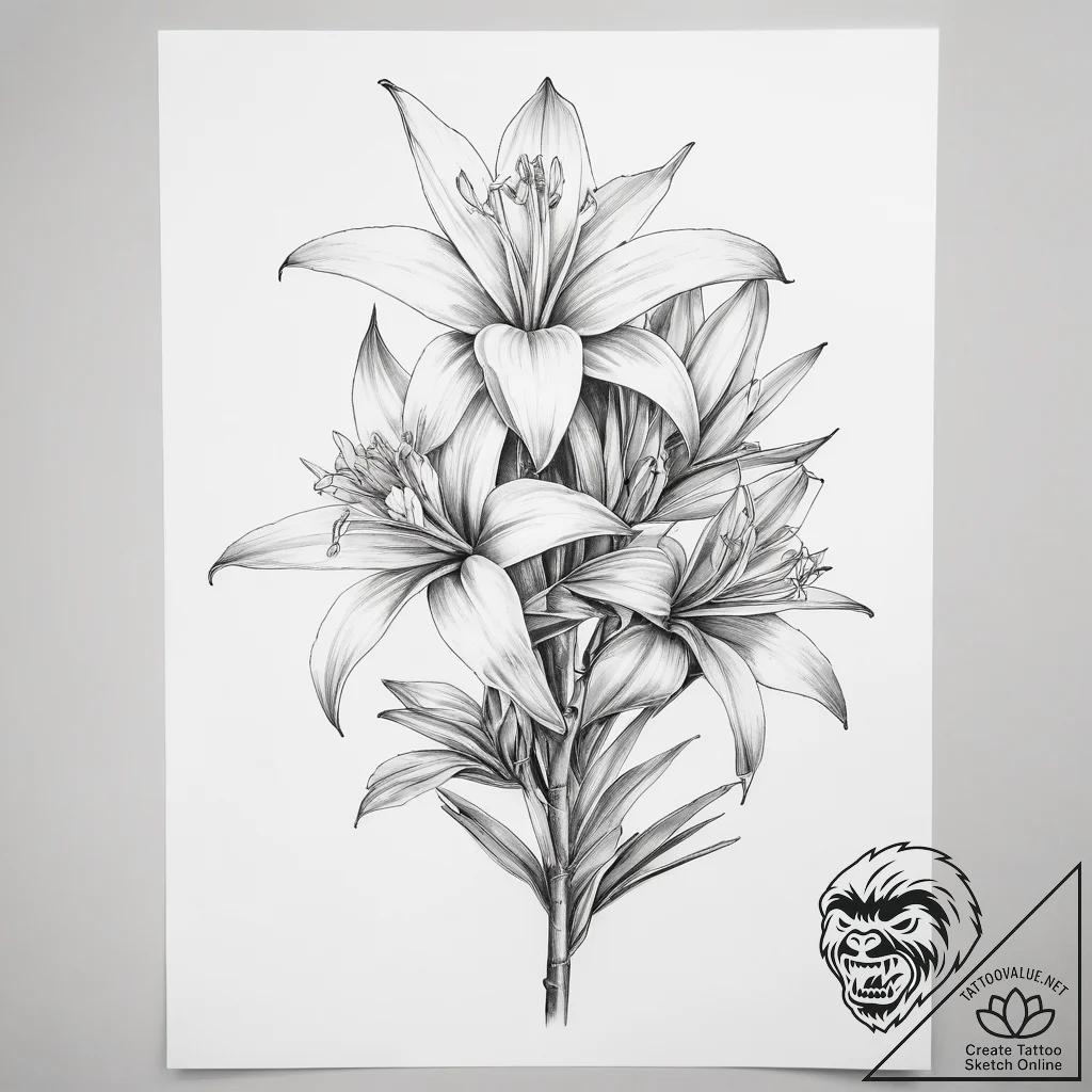 Tattoo sketch yucca flower - tattoo sketch (№1757960742_0, 15.09.2025 18:25) — tattoovalue.net