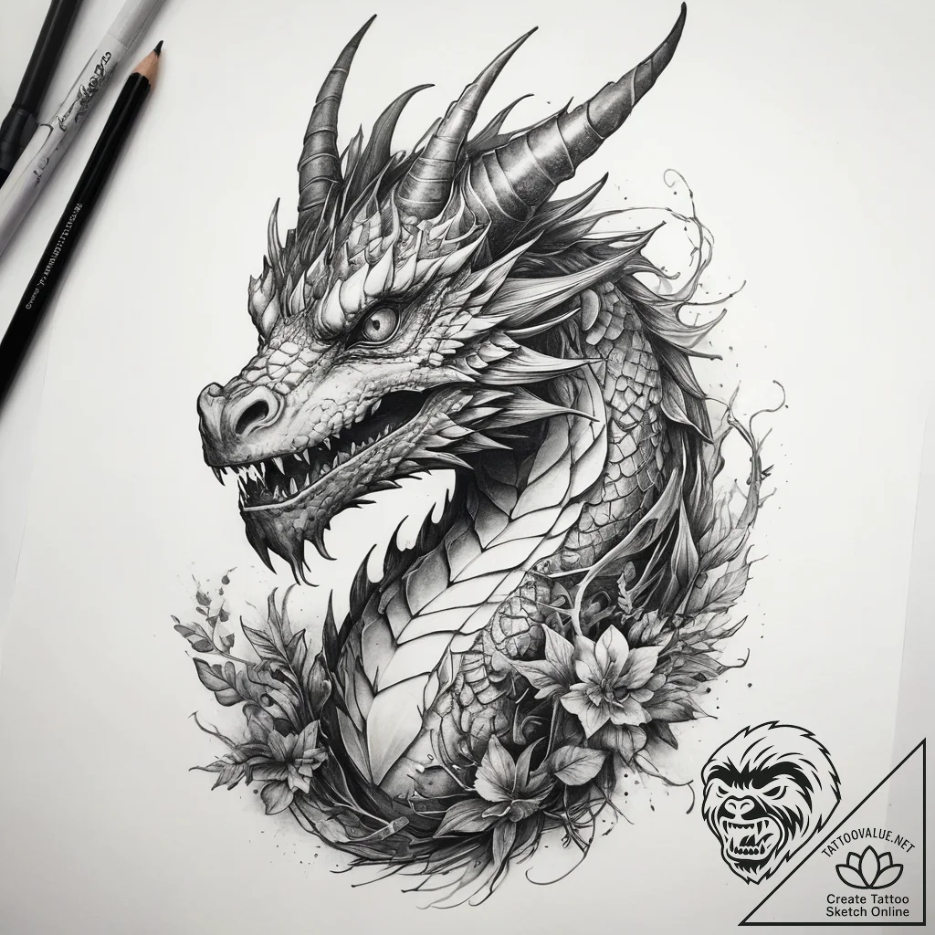 Tattoo sketch forest dragon, tattoo sketch de... - tattoo sketch (№1757960938_0, 15.09.2025 18:28) — tattoovalue.net
