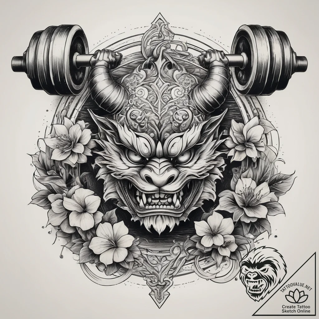 Tattoo sketch weightlifting barbell with weig... - tattoo sketch (№1757961903_0, 15.09.2025 18:45) — tattoovalue.net