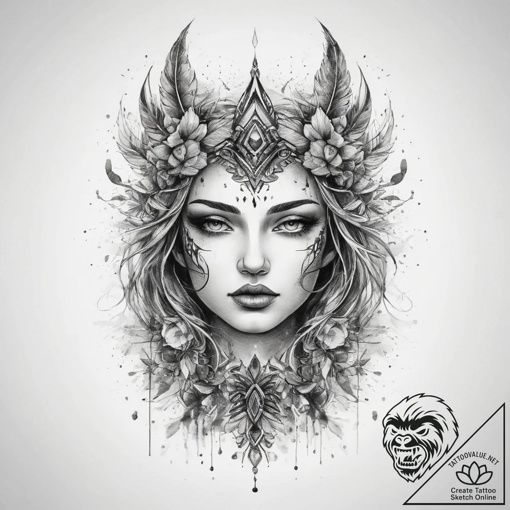 Tattoo sketch spirit, tattoo sketch design, f... - tattoo sketch (№1757962294_0, 15.09.2025 18:51) — tattoovalue.net