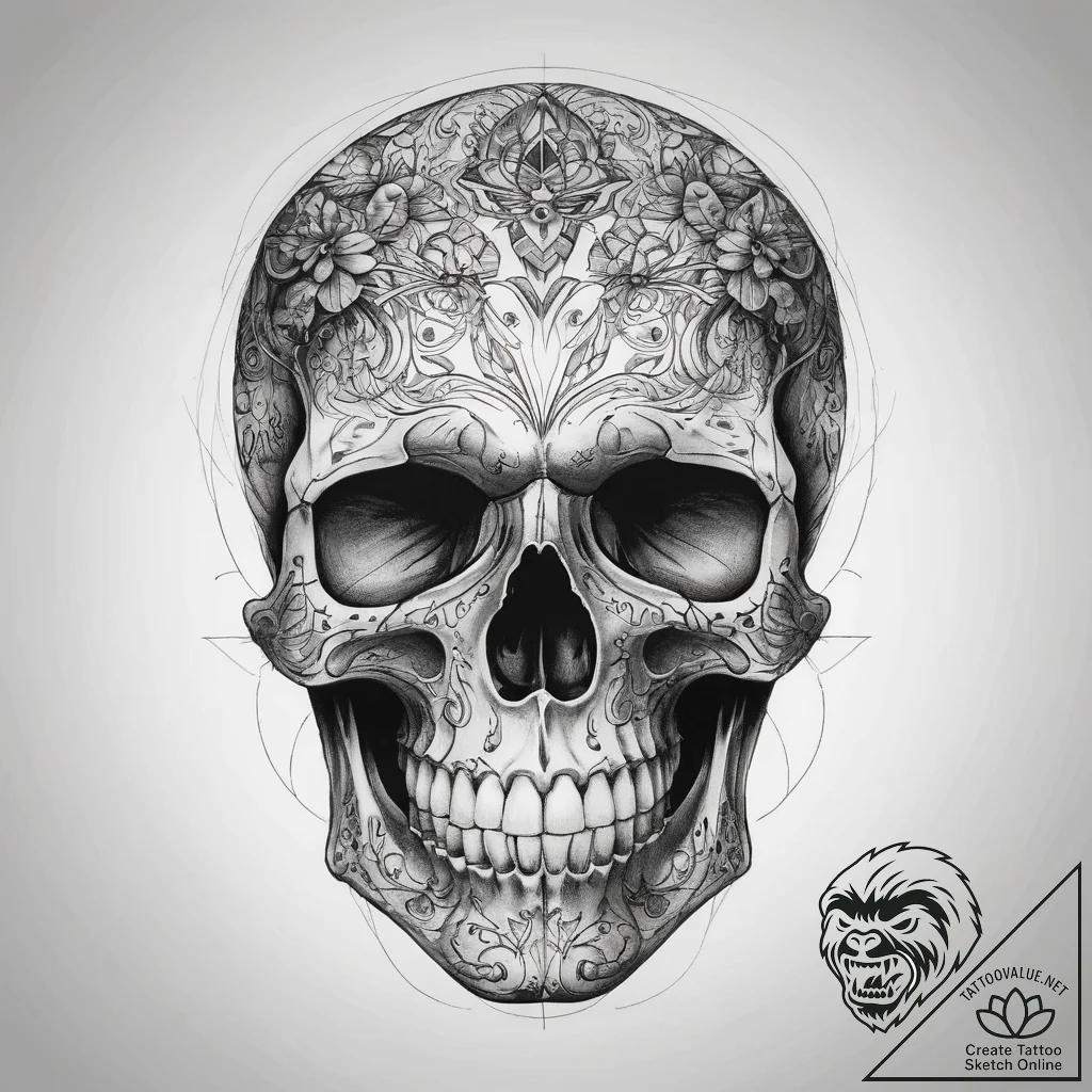 Tattoo sketch skull - tattoo sketch (№1757962691_0, 15.09.2025 18:58) — tattoovalue.net