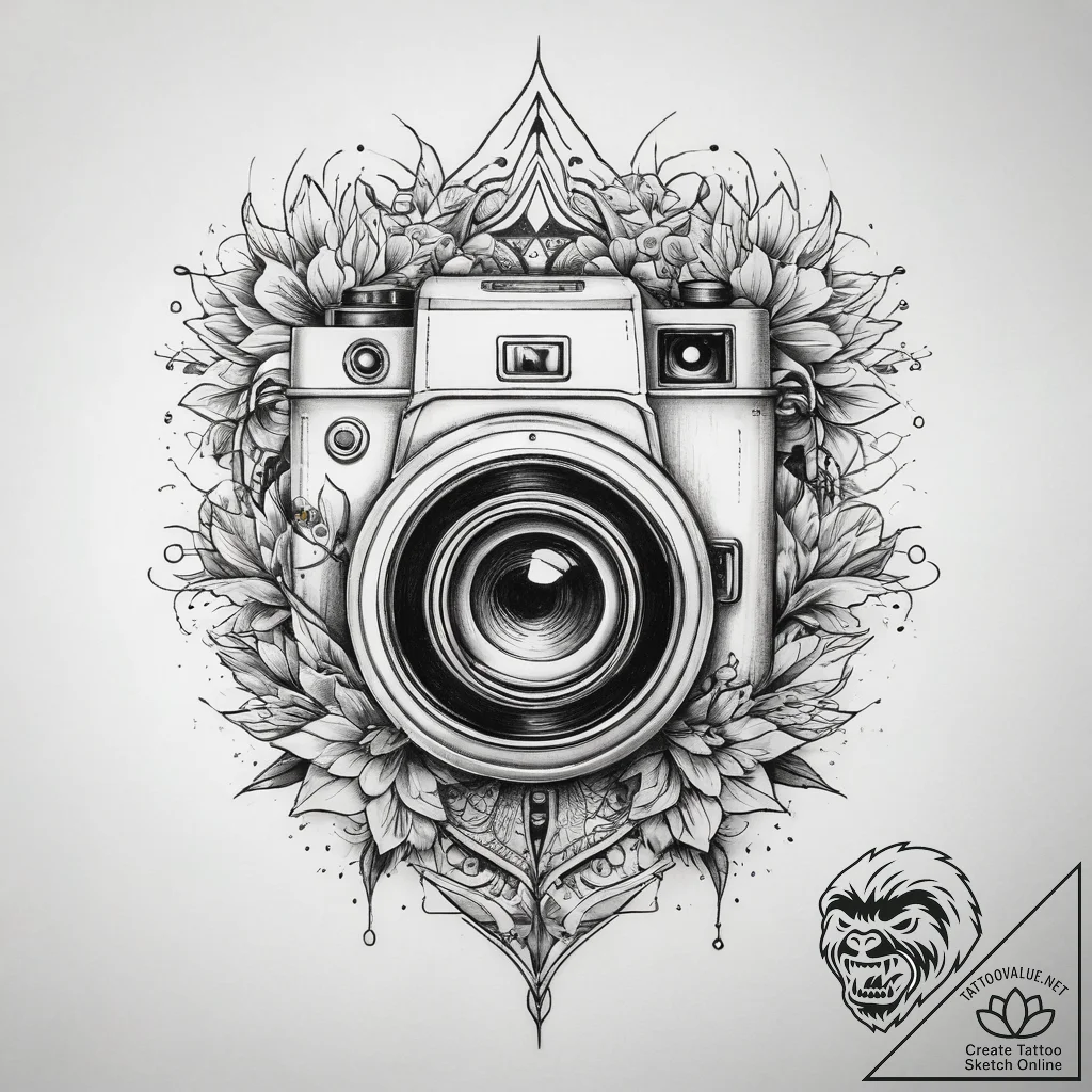 Tattoo sketch urban exploration with a camera... - tattoo sketch (№1757963277_0, 15.09.2025 19:07) — tattoovalue.net