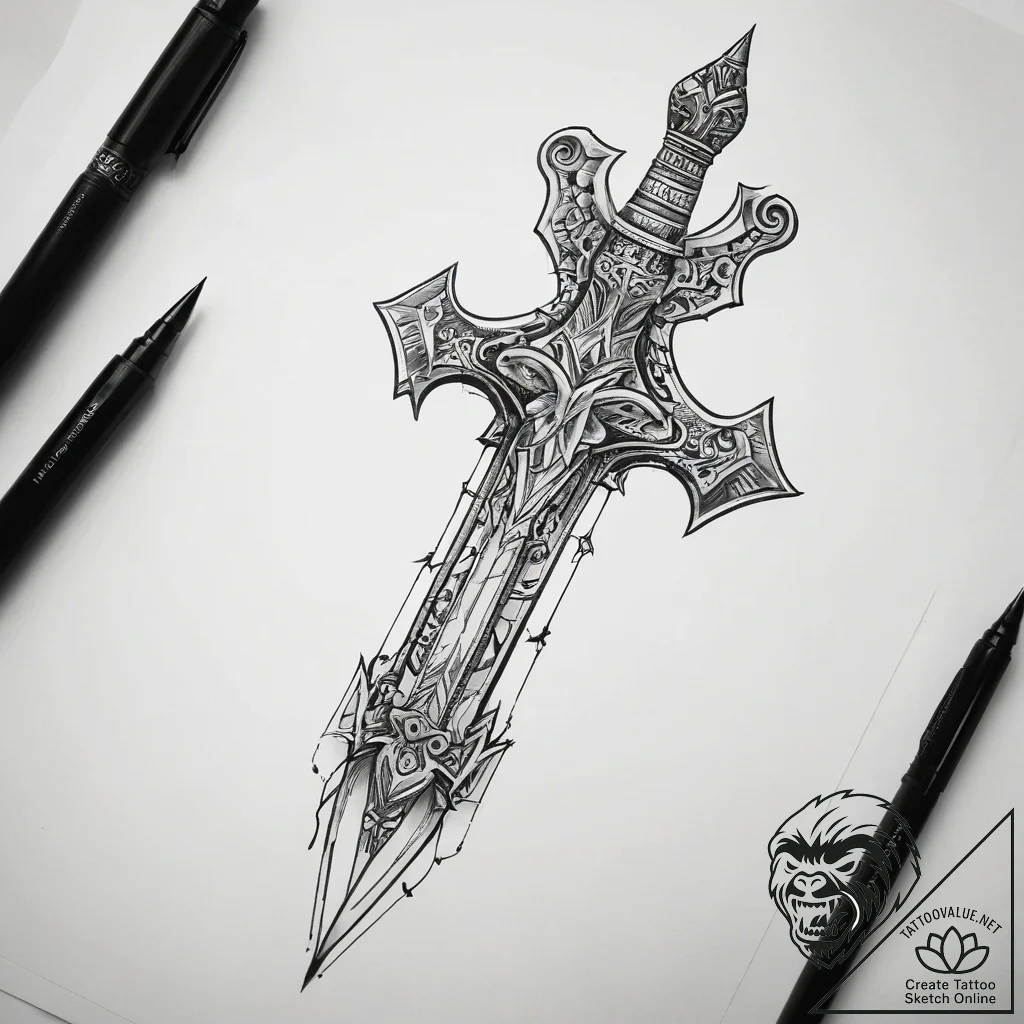 Tattoo sketch dagger, tattoo drawing outline,... - tattoo sketch (№1757964869_0, 15.09.2025 19:34) — tattoovalue.net
