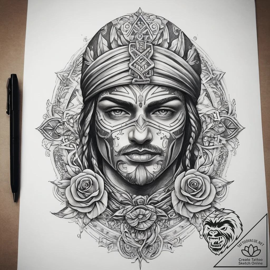 Tattoo sketch soldier with a knot, tattoo fla... - tattoo sketch (№1757966058_0, 15.09.2025 19:54) — tattoovalue.net