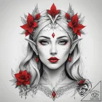 Tattoo sketch elven queen beauty, tattoo line… – tattoo sketch (№1757966255_0, 15.09.2025 19:57) — tattoovalue.net