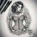 Tattoo sketch vintage corset with lace, artis… – tattoo sketch (№1757966648_0, 15.09.2025 20:04) — tattoovalue.net