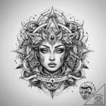 Tattoo sketch cosmic being, tattoo flash shee… – tattoo sketch (№1757966846_0, 15.09.2025 20:07) — tattoovalue.net