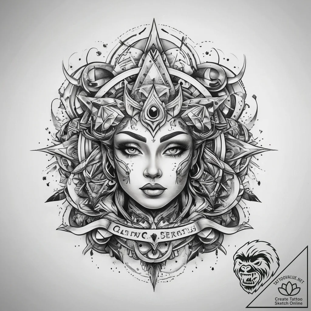 Tattoo sketch cosmic being, tattoo flash shee... - tattoo sketch (№1757966846_0, 15.09.2025 20:07) — tattoovalue.net