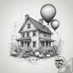 Tattoo sketch up house with balloons, tattoo… – tattoo sketch (№1757967630_0, 15.09.2025 20:20) — tattoovalue.net