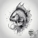 Tattoo sketch fishing a fish on a hook, tatto… – tattoo sketch (№1757968828_0, 15.09.2025 20:40) — tattoovalue.net