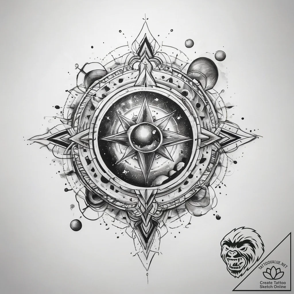 Tattoo sketch cosmic essence - tattoo sketch (№1757969031_0, 15.09.2025 20:43) — tattoovalue.net