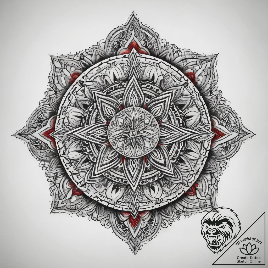 Tattoo sketch мандала, ink illustration for t... - tattoo sketch (№1757969421_0, 15.09.2025 20:50) — tattoovalue.net
