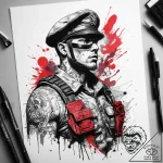 Tattoo sketch soldier with a document, tattoo… – tattoo sketch (№1757969621_0, 15.09.2025 20:53) — tattoovalue.net