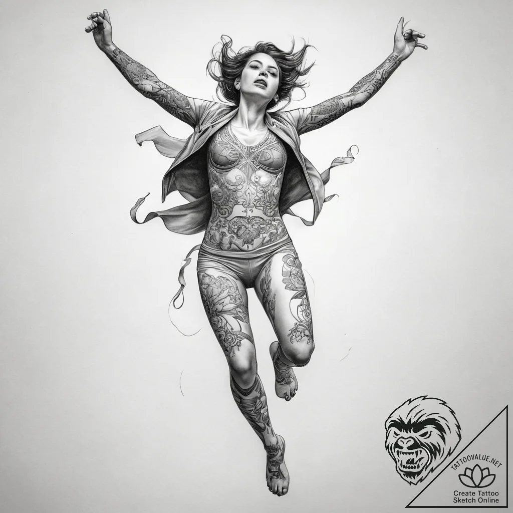 Tattoo sketch base jumping a person jumping,... - tattoo sketch (№1757970606_0, 15.09.2025 21:10) — tattoovalue.net