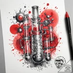 Tattoo sketch scientist test tubes and molecu… – tattoo sketch (№1757971008_0, 15.09.2025 21:16) — tattoovalue.net