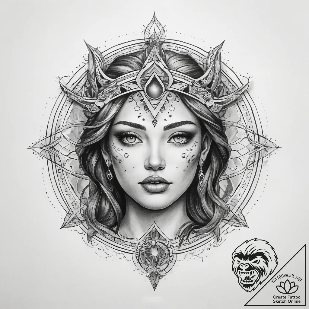 Tattoo sketch cosmic self - tattoo sketch (№1757971991_0, 15.09.2025 21:33) — tattoovalue.net