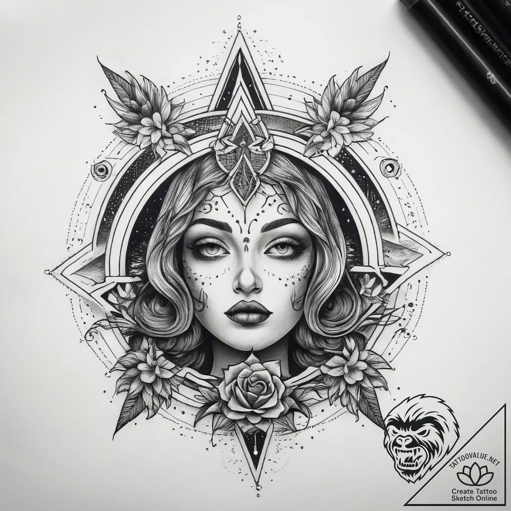 Tattoo sketch cosmic land, tattoo flash sheet... - tattoo sketch (№1757972186_0, 15.09.2025 21:36) — tattoovalue.net