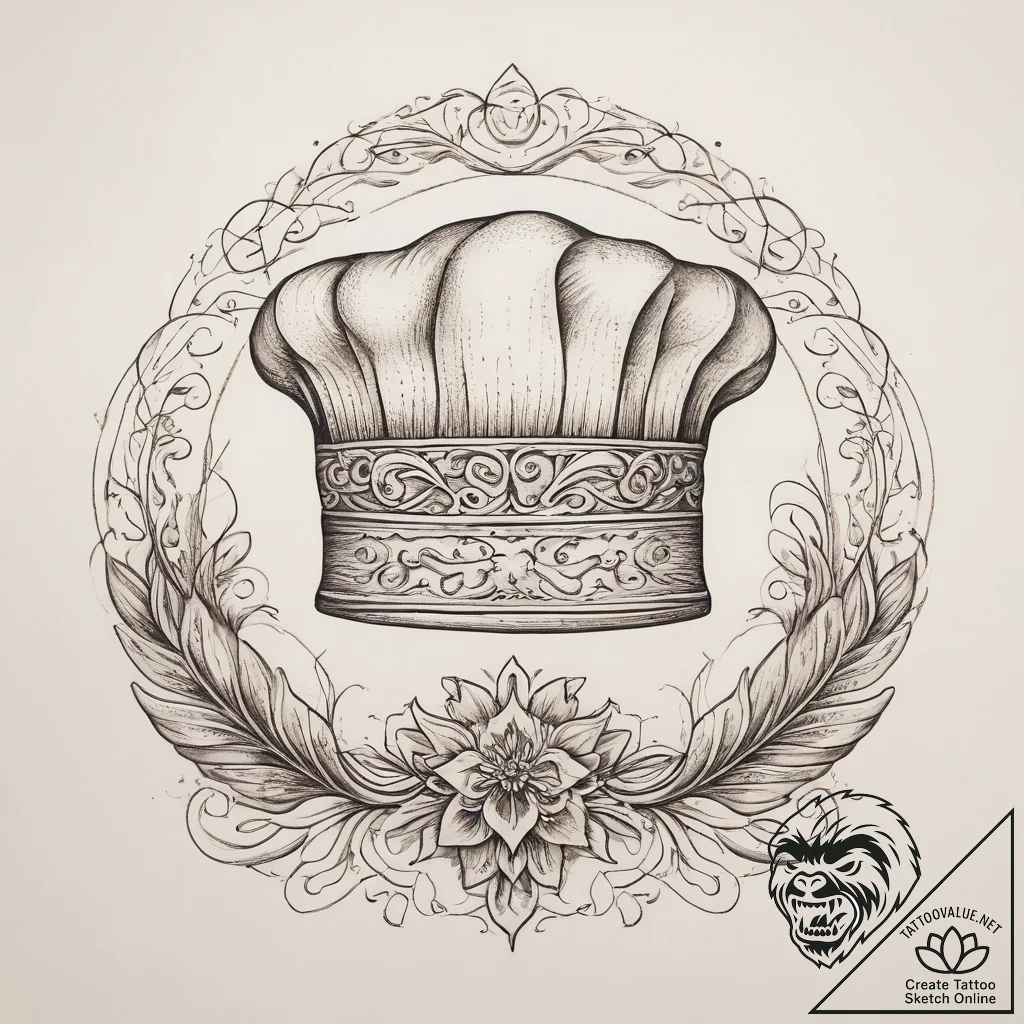 Tattoo sketch baker chef's hat and whisk, tat... - tattoo sketch (№1757972381_0, 15.09.2025 21:39) — tattoovalue.net