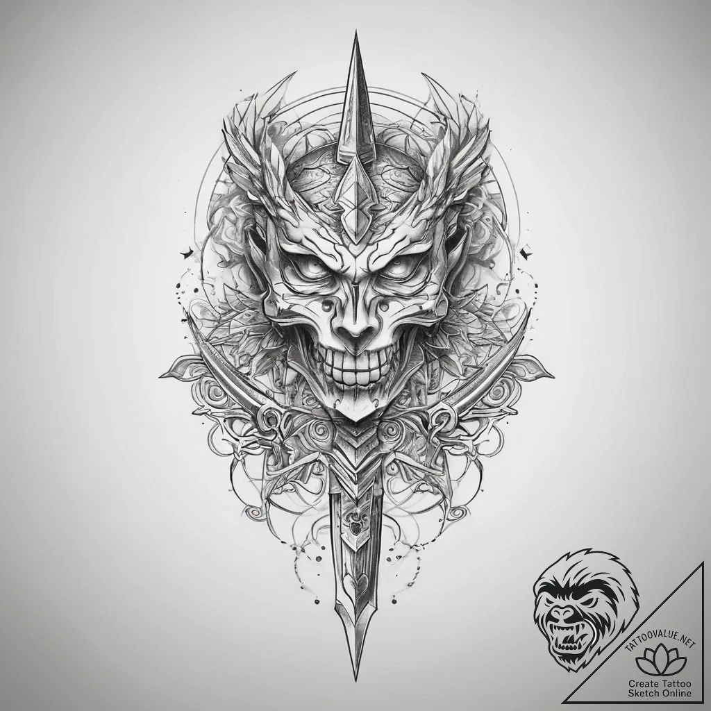 Tattoo sketch weapon, tattoo line art, on a c... - tattoo sketch (№1757973185_0, 15.09.2025 21:53) — tattoovalue.net