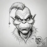 Tattoo sketch the grinch with a claw, tattoo… – tattoo sketch (№1757973388_0, 15.09.2025 21:56) — tattoovalue.net
