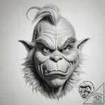 Tattoo sketch the grinch with a horn – tattoo sketch (№1757976167_0, 15.09.2025 22:42) — tattoovalue.net